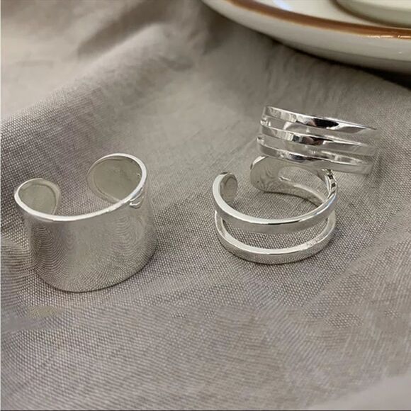 #39 Set of 3 925 Sterling Silver Open Adjustable Rings - Picture 7 of 9
